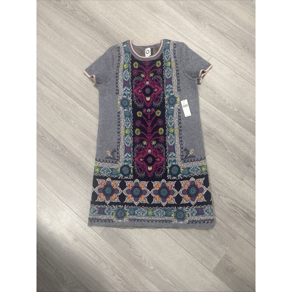 Anthropologie Akemi Kin Boho Floral Knit Kaleidoscope Tunic Sweater Dress S NEW